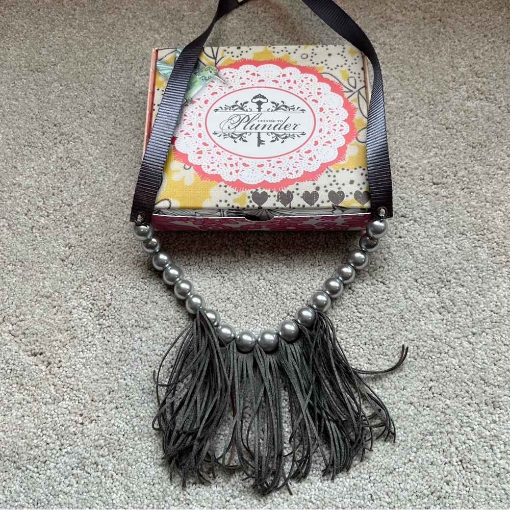 Plunder Gray Fringe Necklace NIB